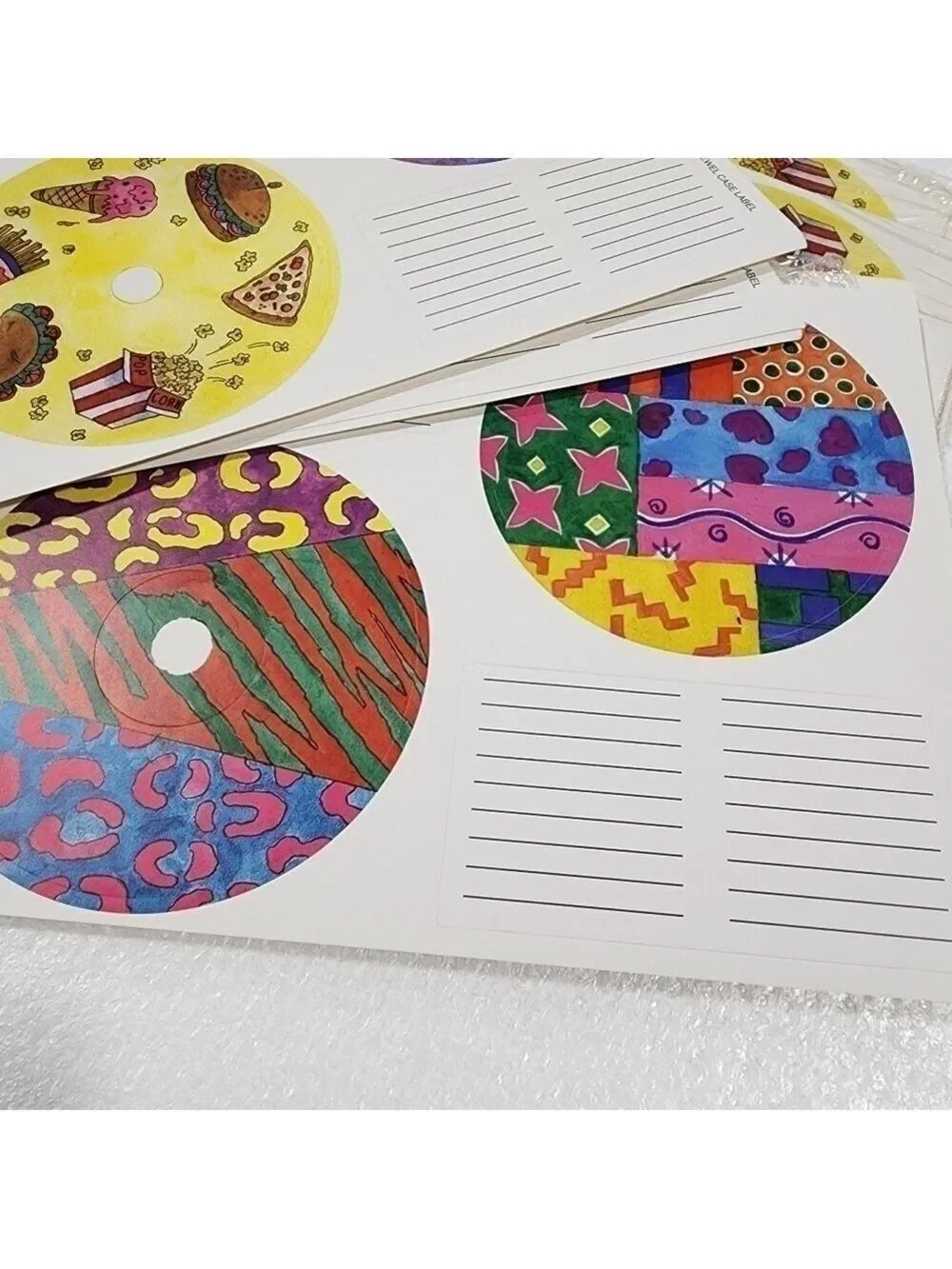 Vintage CD Jewel case label sticker packs 8 different designs Lot of 4 pks